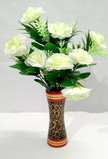 RESILIENCE Artificial Flowers for Decor White Camellia Rose Artificial Flower  with Pot