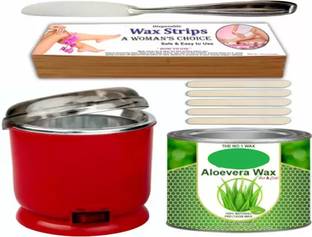 Js Cosmetic Aloevera Wax 600g + Waxing Strips + 5 Sticks + Wax Heater Combo Wax