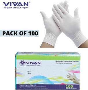 vivan surgical export and import LATEX EXAMINATION GLOVES PACK OF 100 PCS Rubber Examination Gloves
