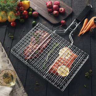 TGOPIT BarbecueBasketFoldableforRoastBBQPortableGrillingBasketwithWoodHandle Charcoal Grill