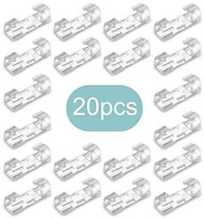 Moxtiza Pack of 20 Self-Adhesive Cable Clips Organizer Drop Wire Holder Cord Management Plastic Hook & Loop Cable Tie
