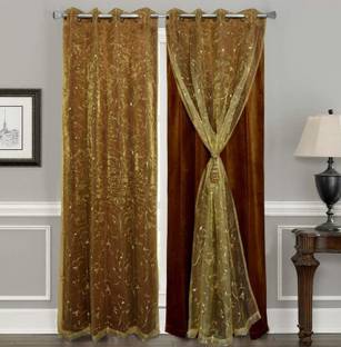 Thundershoppe 182.88 cm (6 ft) Window Velvet Blackout Curtain (Pack Of 2)