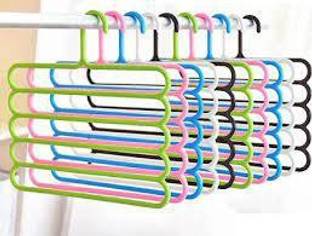 Grovent Multi-Purpose 5 Layer Pants Clothes Hanger Wardrobe Storage Organizer Plastic Plastic Trousers Pack of 8 Hangers For  Trousers