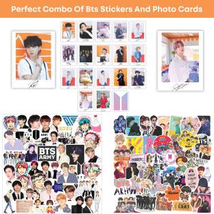 FlyBuy Hub 4.318 cm BTS Beautiful Combo ( 100 Stickers+18 Photocard ) best Quality Printing Stickers Self Adhesive Sticker