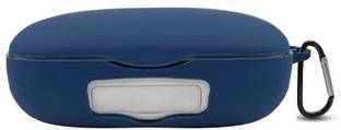 KHR Pouch for boAt Airdopes 621 with Protective Soft Silicone Case Cover with Hook (Blue)