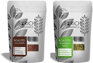 Sorich Organics Eating Healthy Snacks (100gm Each) Brown Flax Seeds, Pumpkin Seeds