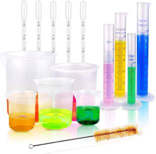 Spylx 4 sizes measuring cylinder, 5 sizes beakers, 5 Dropper & 1 cleaning brush Plastic Graduated Cylinder