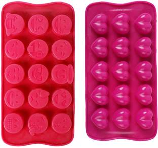 DHONI Pink, Red Silicone Ice Cube Tray