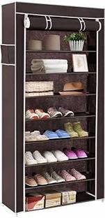 GlowSilk Multipurpose Plastic with Non-Woven 100GSM Fabric Cover Shoe/Cloth/Toy/Book Rack Metal Shoe Stand