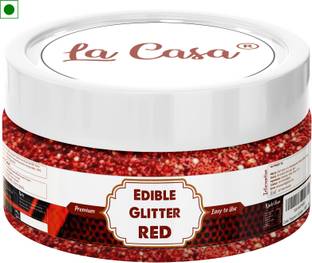 La Casa Premium Edible Glitter - RED | Metallic Glitter Ideal for Cake Icing Decoration & Garnishing | Glitters