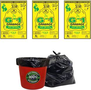 G-1 19x21 Inch, Medium Black Garbage Bags, Pack of 3 Medium 15 L Garbage Bag  Pack Of 90