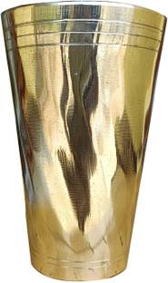 Craft World Pure Brass Glass 450 ml, (H-5 Inch) Heavy Brass Glass(490g) Glass Water/Juice Glass
