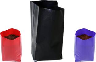 HIGHNET nursery poly grow bags 5 X 7 inch Pack of 100, with 1 Red and Blue Bag Grow Bag