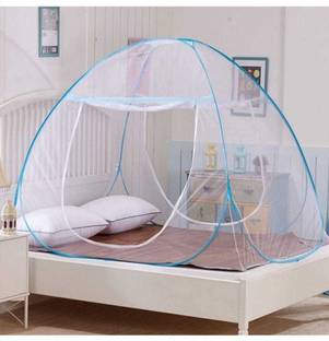 Roxan Polyester Kids Washable Foldable Mosquito Net /Machhardani - Single Bed Mosquito Net (White, Blue) Mosquito Net