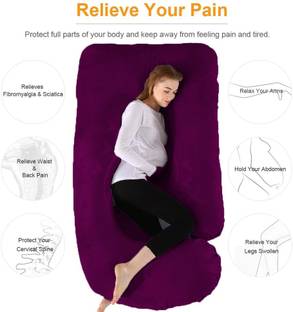 Wondershala Luxurious Imported Velvet Microfibre Solid Pregnancy Pillow Pack of 1