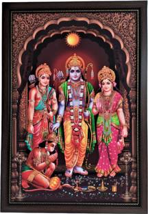SujArta Shree Ram Sita Photo, Premium Vinyl Print, Quality 20*14 Inch & 4 mm Board Religious Frame