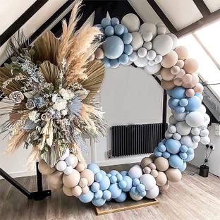 बाश न स्प्लैश सॉलिड Pastel Blue Apricot white Balloon Garland Party Decoration Glue & Arc Strip गुब्बारा