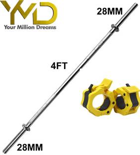 YMD 4FT Straight 28mm weightlifting rod With Barbell Clamps Weight Lifting Bar