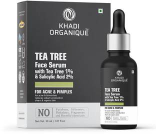 khadi ORGANIQUE TEA TREE FACE SERUM with Tea Tree 1% + Salicylic Acid 2% Reduces Acne Scars Blemishes, Purifies Skin & Reveals A Healthy Glow For All Skin Types (Pack of 1)