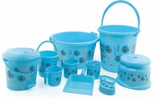 Veksin Printed Bathroom Set Combo Plastic bucket, Tub & Mug Bathroom Set 11 pcs 20 L Plastic Bucket