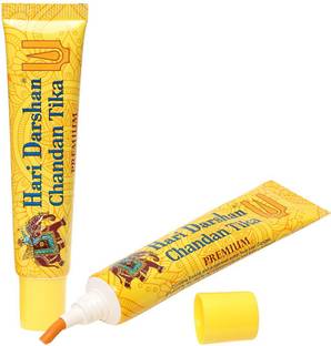 Hari Darshan Chandan tika tube pack of 2 for Holi , Diwali , Hawan, Pooja and Religious use chandan tika tube chandan tilak tube Ready for use brings positivity Inner peace