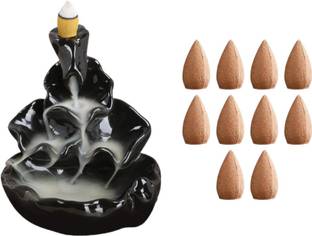 AROHI ENTERPRISES Smoke Water Fountain Backflow incense burner with 10 Smoke Backflow Incense Cone in Incense Sticks for home|Lord Ganesha Idols for home decor| Ganesha Statue Polyresin Incense Holder