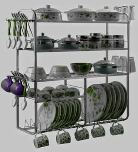 AVAIL Utensil Kitchen Rack Steel 32 x 30 Inch Wall Mount Kitchen Rack | Modular Kitchen Utensil Stand |