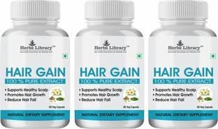 Herbs Library Hair Gain Capsules Amla Ritha Shikakai Extract for Healthy Scalp(3X60 Capsules)