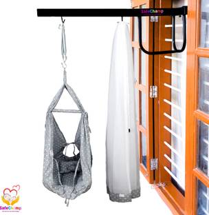 SafeChamp Roxy Baby Swing With Mosquito Net, Pillow, Spring And Metal Window Cradle Hanger