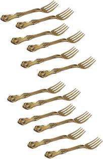 A&H Set of 12 piece Brass Dinner Fork Set Multipurpose Use Forks Set Brass Dinner Fork Set