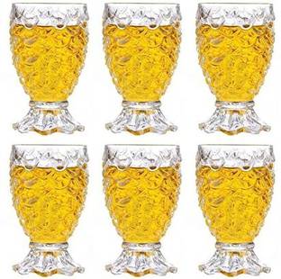 INFINITYSHUB (Pack of 6) Pineapple Shape Glass for Water,Cold Drink, Cocktail, Wine, Whiskey (210 ml) Glass Set Water/Juice Glass