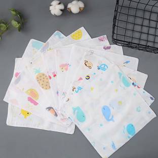 CLUZE Double Layered Kids- Baby Wash Clothes- Women Face Towels/Hanky ["White"] Handkerchief