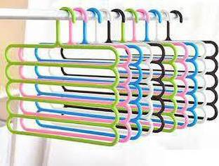 Grovent Multi-Purpose 5 Layer Pants Clothes Hanger Wardrobe Storage Organizer Plastic Plastic Trousers Pack of 11 Hangers For  Trousers