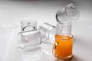 Rosefinch Costa Glass Coffees Tea Cups Set of 6 with Handle ,Tea, Milk, Drinks Glass Coffee Mug