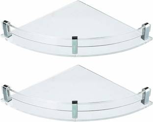 QUISTAL Acrylic Wall Mount Multipurpose Modern Corner Shelf - 12x12 Inch, Clear Acrylic Wall Shelf