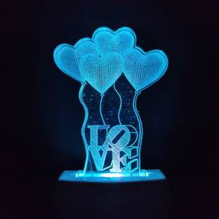 FROLIK LOVE BALLOON Acrylic 3D Illusion RGB 7 Colour Changing LED Plug and Play Night Lamp