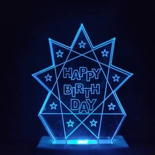 Talgo HAPPY BIRTHDAY STAR Acrylic 3D Illusion RGB 7 Colour Changing LED Plug and Play Night Lamp