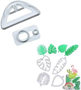 HOMEBAKERS MART Combo of 4 pcs Palm Leaf Fondant Cutters and Fondant car Cutter Pack of 2 Cookie Cutter