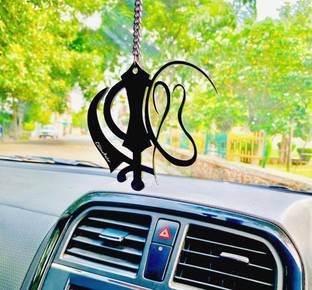 EliteAuto Premium Laser-Cut Khanda with EkOnkar Sikh Rear view Mirror Hanging Ornament Car Hanging Ornament