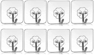 RAVARIYA Set of 8 Adhesive Hooks for Wall Heavy Duty Self Adhesive Wall Hooks Hook 8