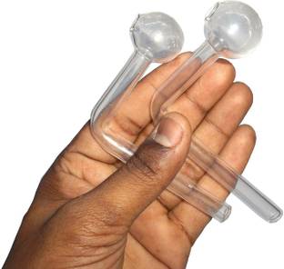 Hookah palace Glass Oil Burner Pipe Transparent (Pack of 2) Borosilicate Glass Inside Fitting Hookah Mouth Tip