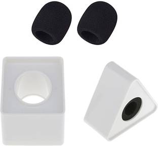 WON 2pcs Microphone Sponge Round and 2 Pcs Microphone Station Logo White Square and Triangle