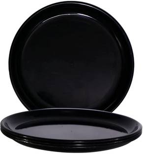 Kanha Unbreakable Microwave Safe Full Plates For Everyday Use (28 cm) Black Dinner Plate