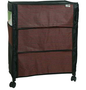 Quantes Classic Foldable 3-Tiers Multipurpose Storage Rack with Dustproof Cover Metal Shoe Stand