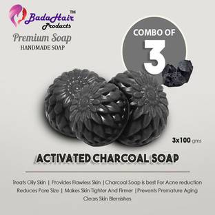 BadaHair Charcoal Handmade Natural Bath Bar Soap (300 g)