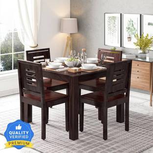 VARSHA FURNITURE Solid Wood 4 Seater Dining Set for Dining Room| Rosewood| Mahogany Finish Solid Wood 4 Seater Dining Set