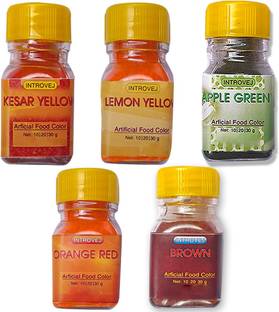 INTROVEJ Artificial Food Color 5 (10gm each 1) Multicolor