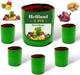 heliland (12x12 inch)(Pack of 5) Grow Bags for Terrace Garden 260GSM plant bag green bag Grow Bag