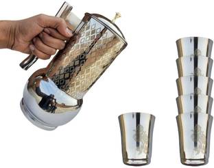 FarQue Pirmaid Steel Jug and Glass Set Jug Glass Set
