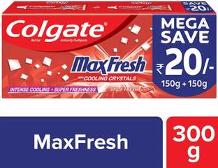 कोलगेट मैक्सफ्रेश स्पाइसी फ्रेश रेड जेल टूथपेस्ट (2x150g) @ (300 g) टूथपेस्ट